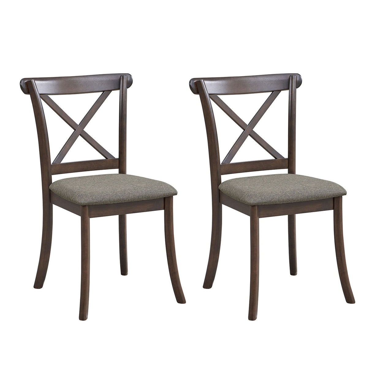 Wooden X Back Dining Chairs Set of 2Modern Fabric Upholstered