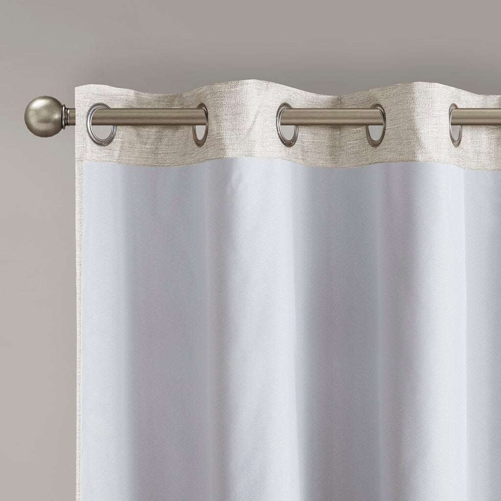 Tonal printed faux silk total blackout curtain panel pair(2 pcs window panels)