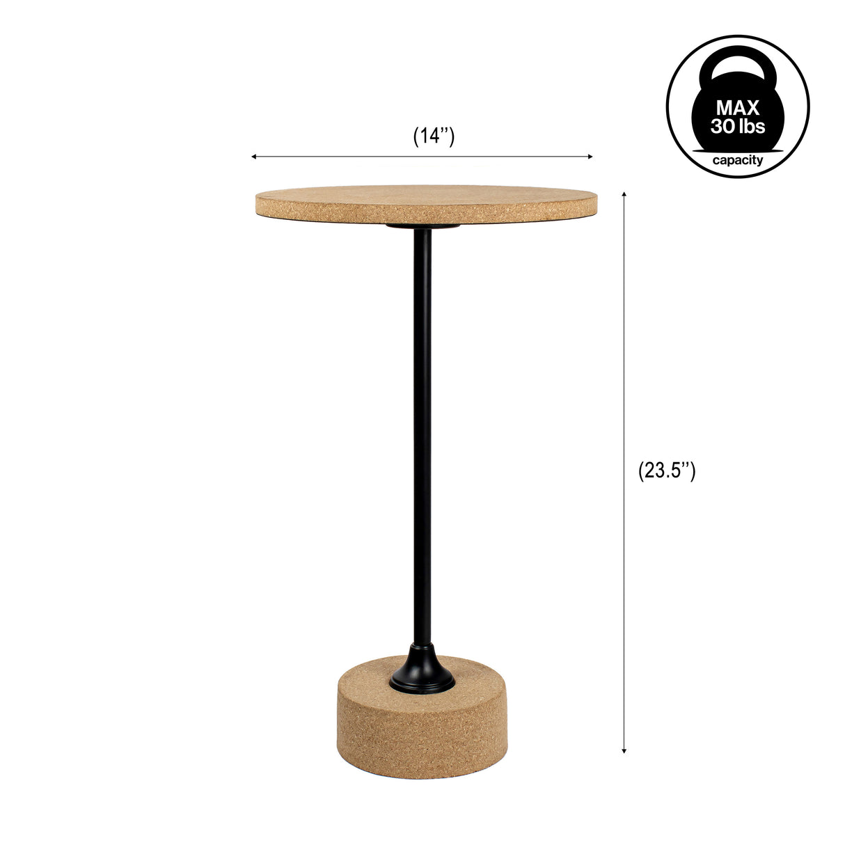 Calix Contemporary Minimalist Metal/Cork Round End Table