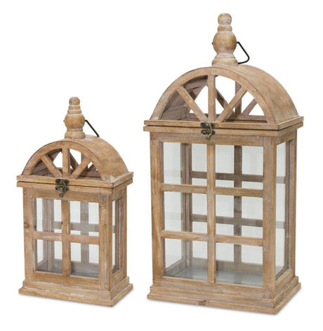 Natural-Wooden-Lantern-with-Curved-Top-(Set-of-2)-Outdoor-Lighting