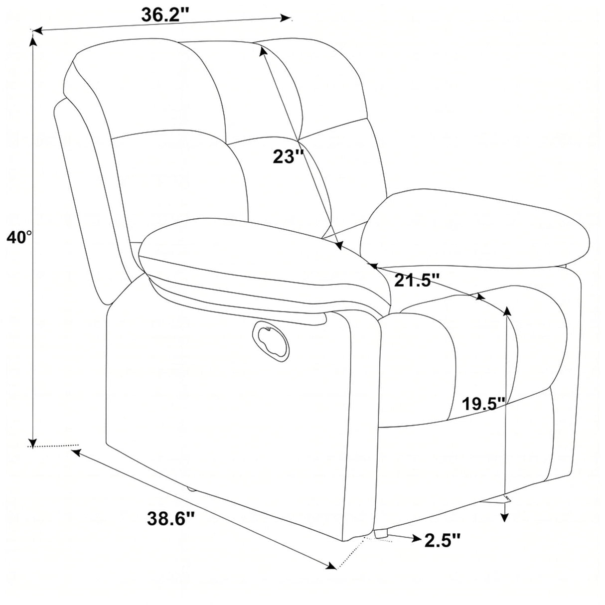 Devonaire - Manual Recliner With Padded Arms - Dark Brown
