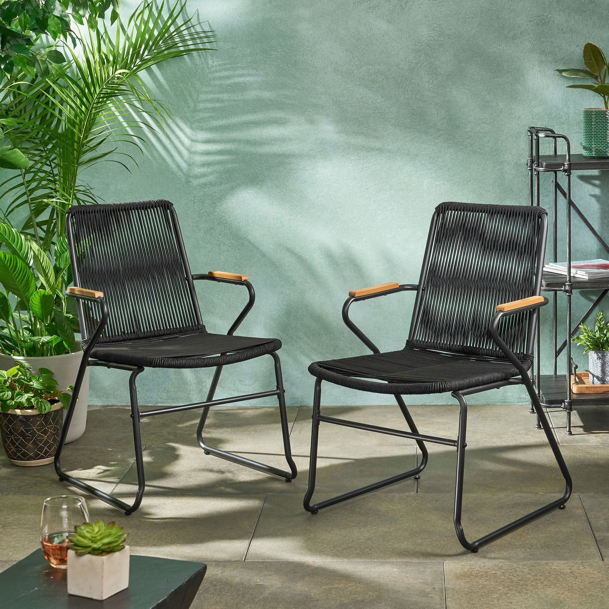 Moonstone Outdoor Club Chair Set with Rope Weave Design