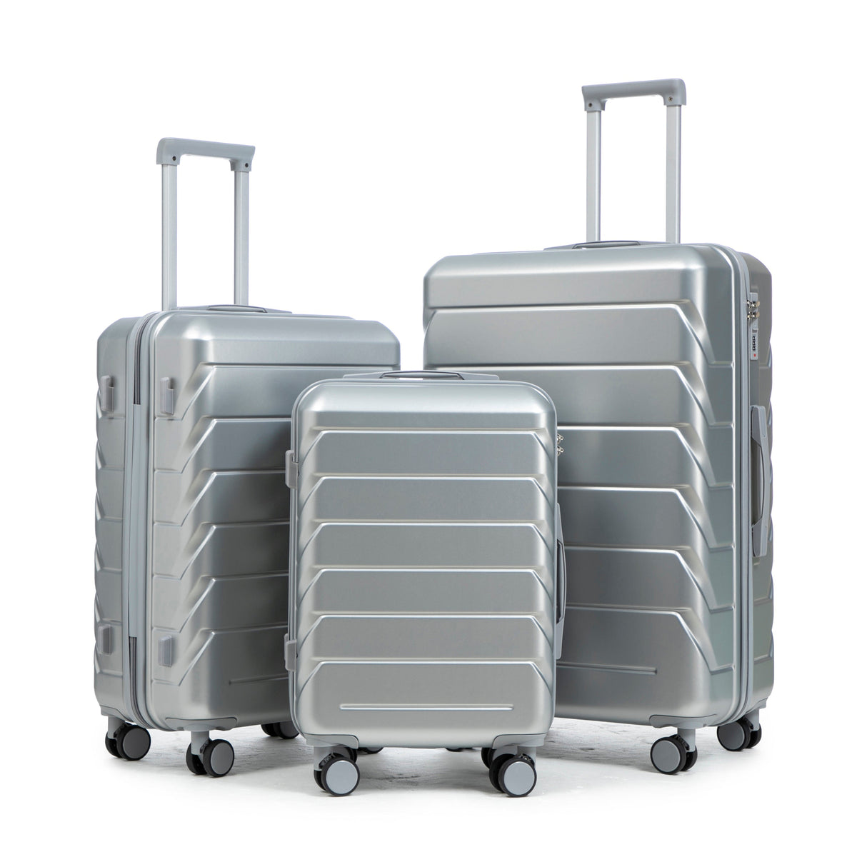 3-Piece ABS Spinner Wheel Luggage Set with Combination Lock - Silver