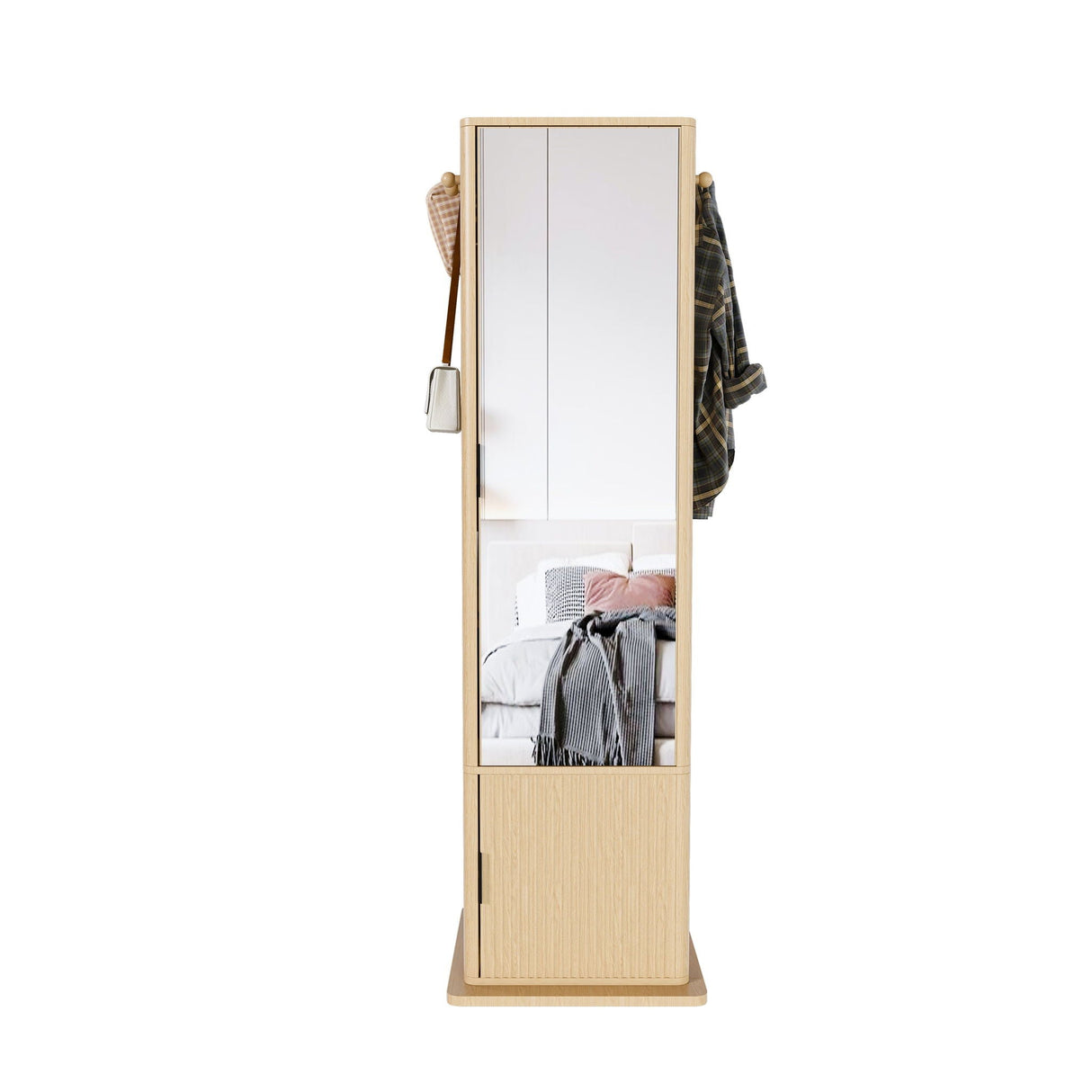 360° Rotating Makeup Cabinet With Full Length Mirror