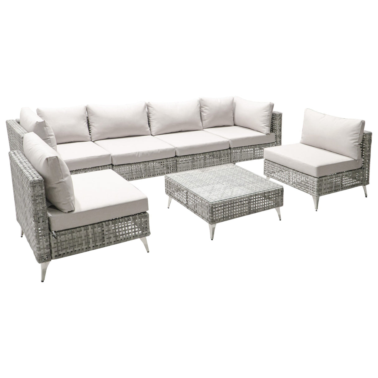 K&K 7-Piece Wicker Patio Furniture Set