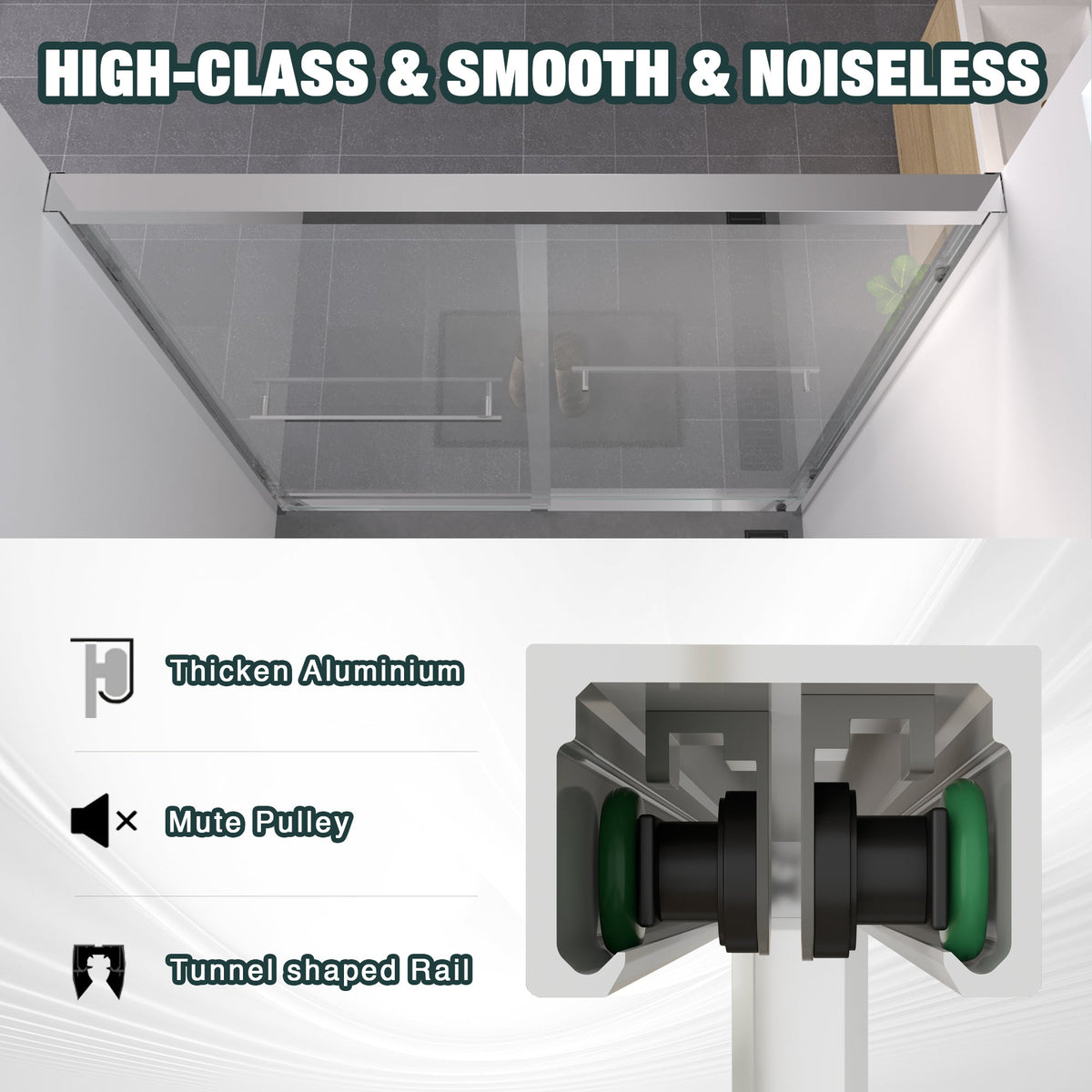 56-60"x74" Aluminum Frame Double Sliding Shower Door