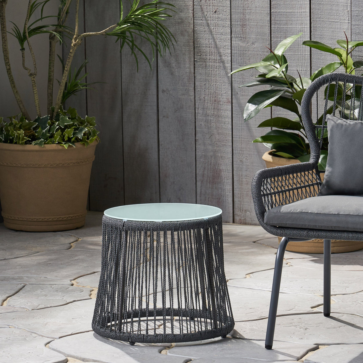 Boho Southport Side Table with Glass Top