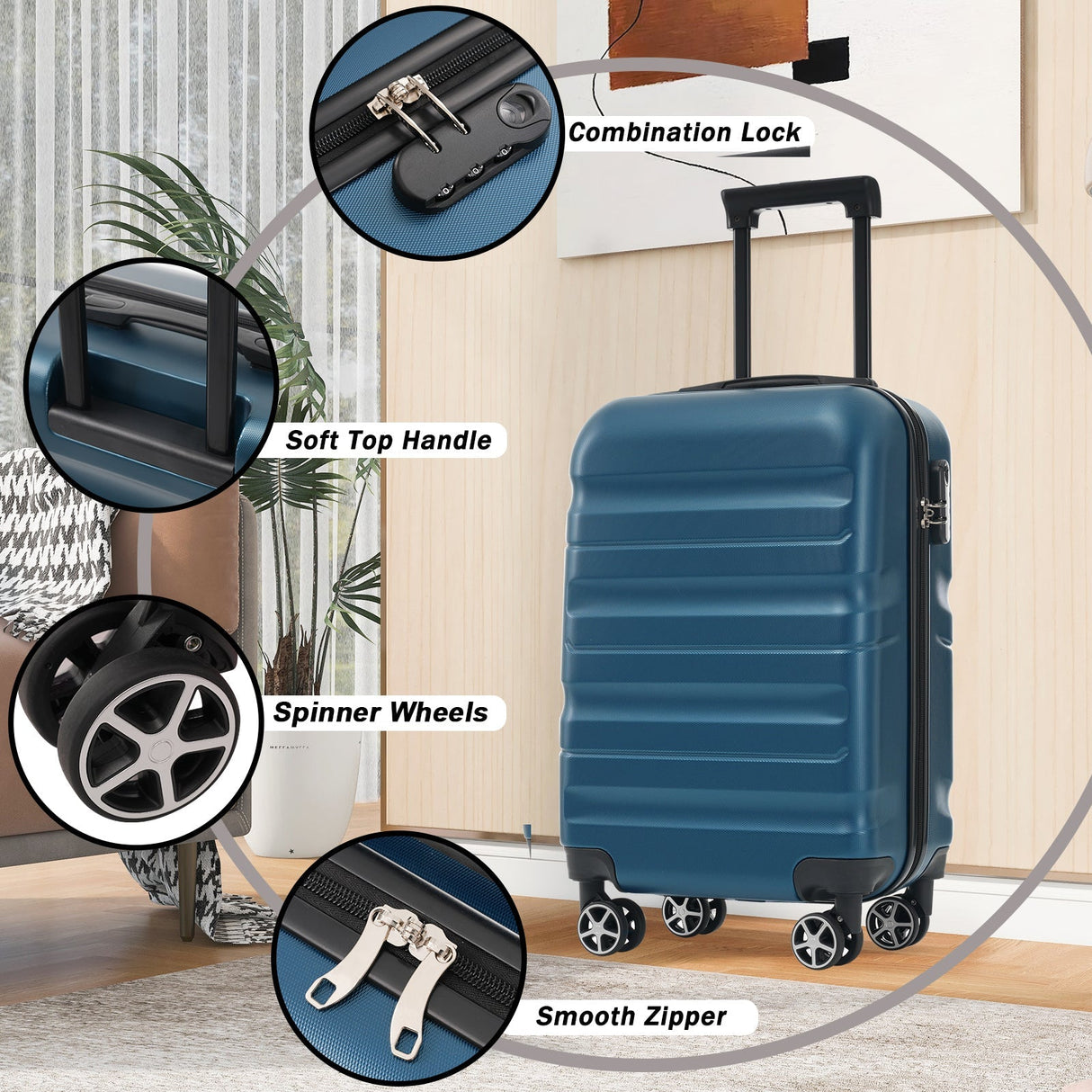 Hardshell ABS Carry-On Luggage Set with Spinner Wheels