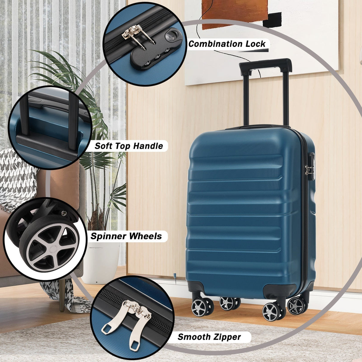 Hardshell ABS Carry-On Luggage Set with Spinner Wheels