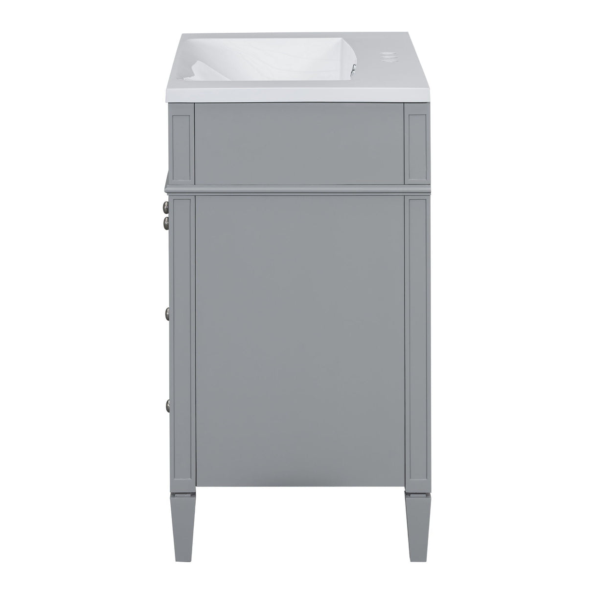 Bathroom Vanity With Top Sink, 2 Doors And 3 Drawers, Freestanding Set With Mirror Cabinet