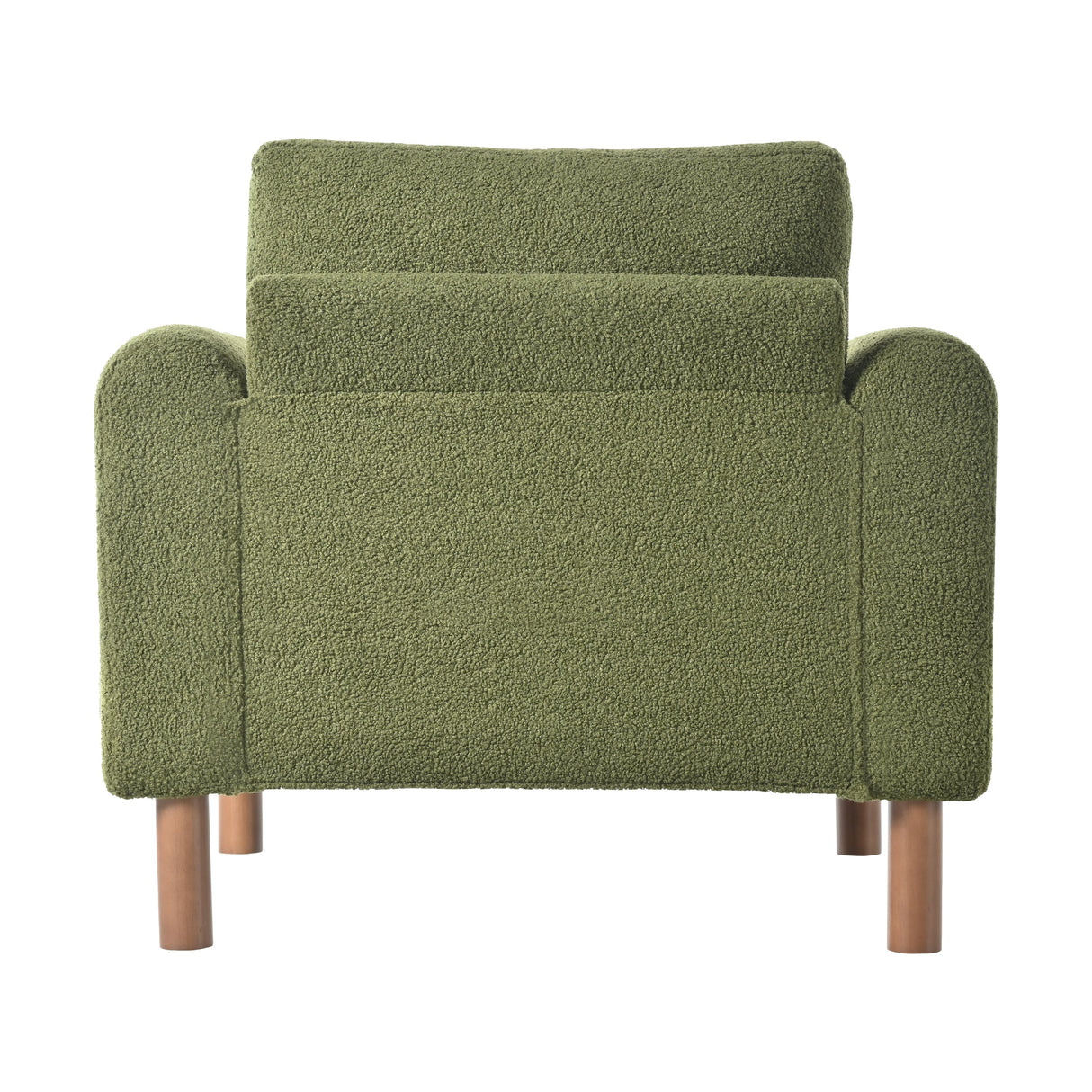 Upholstered Accent Chair with Walnut Legs and Curved Armrest