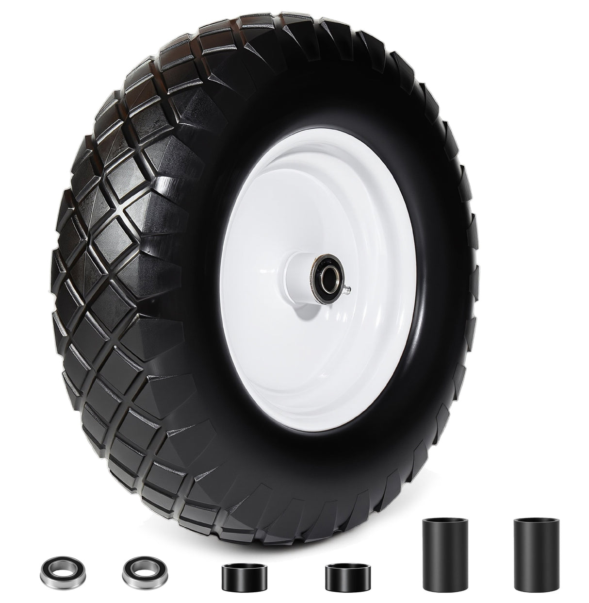 4.80/4.00-8 Flat-Free Solid Wheelbarrow Tire and Wheel, 16"
