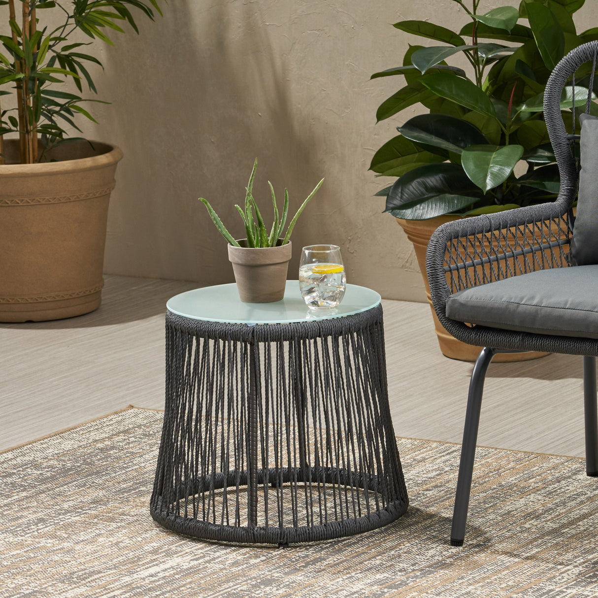 Boho Southport Side Table with Glass Top