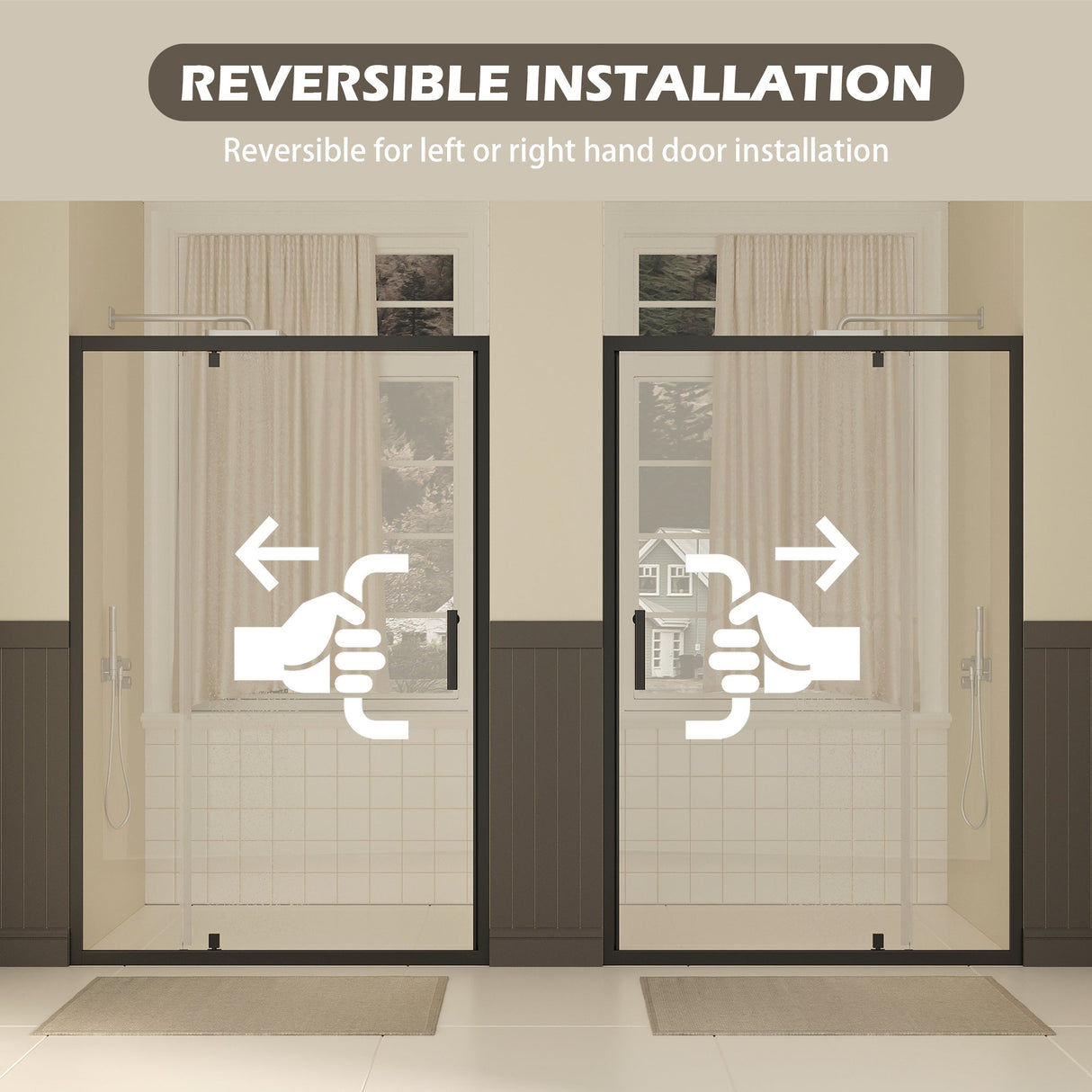47-49" W × 72" H Pivot Shower Door with Clear Tempered Glass
