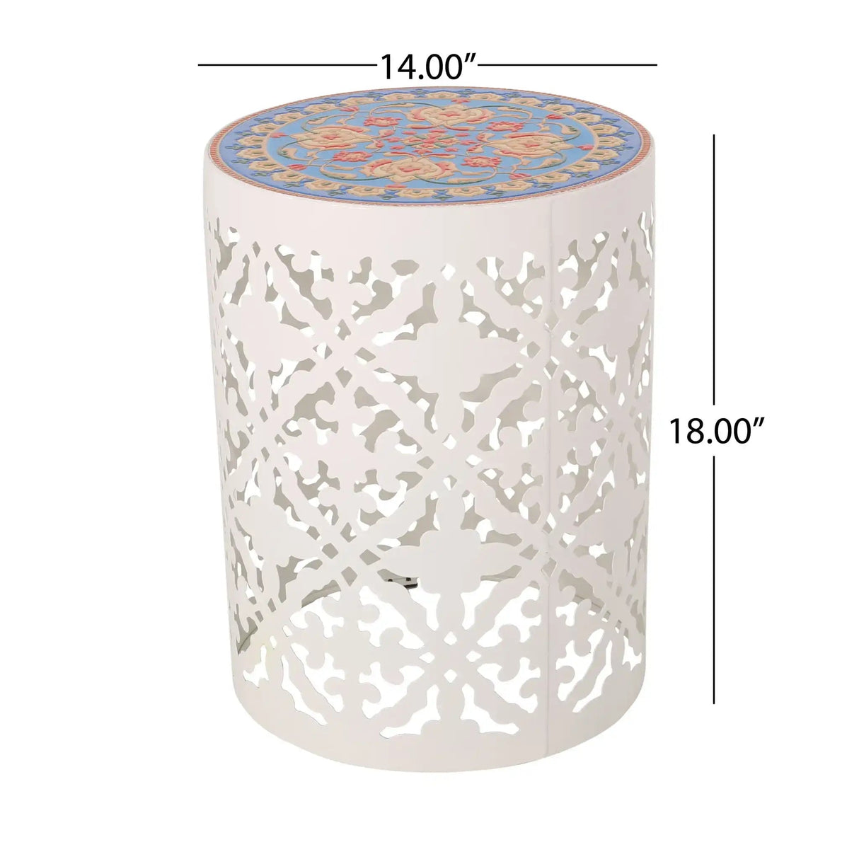 Airy - Outdoor Side Table with Lace Cut Design and Metal Frame