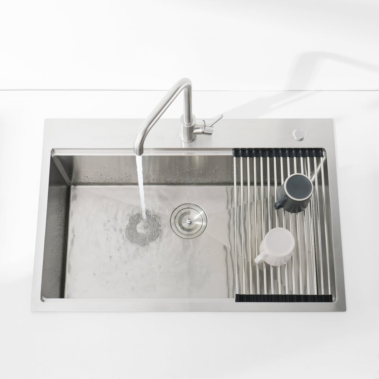 Stainless Steel Kitchen Sink, 36"x22" Single Bowl, Overmount, Brushed