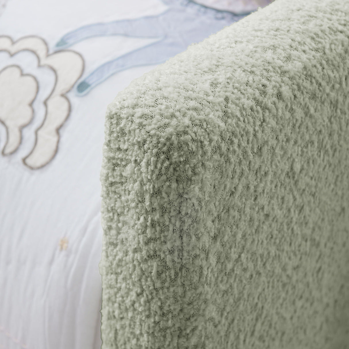 Cute Rabbit Ear Upholstered Platform Bed Frame With Safety Rail