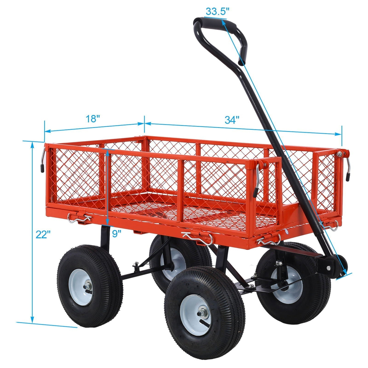 Heavy Duty Steel Garden Cart With Mesh Sides