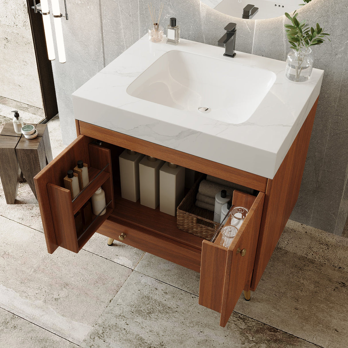 Mid-Century Free-Standing Bathroom Vanity