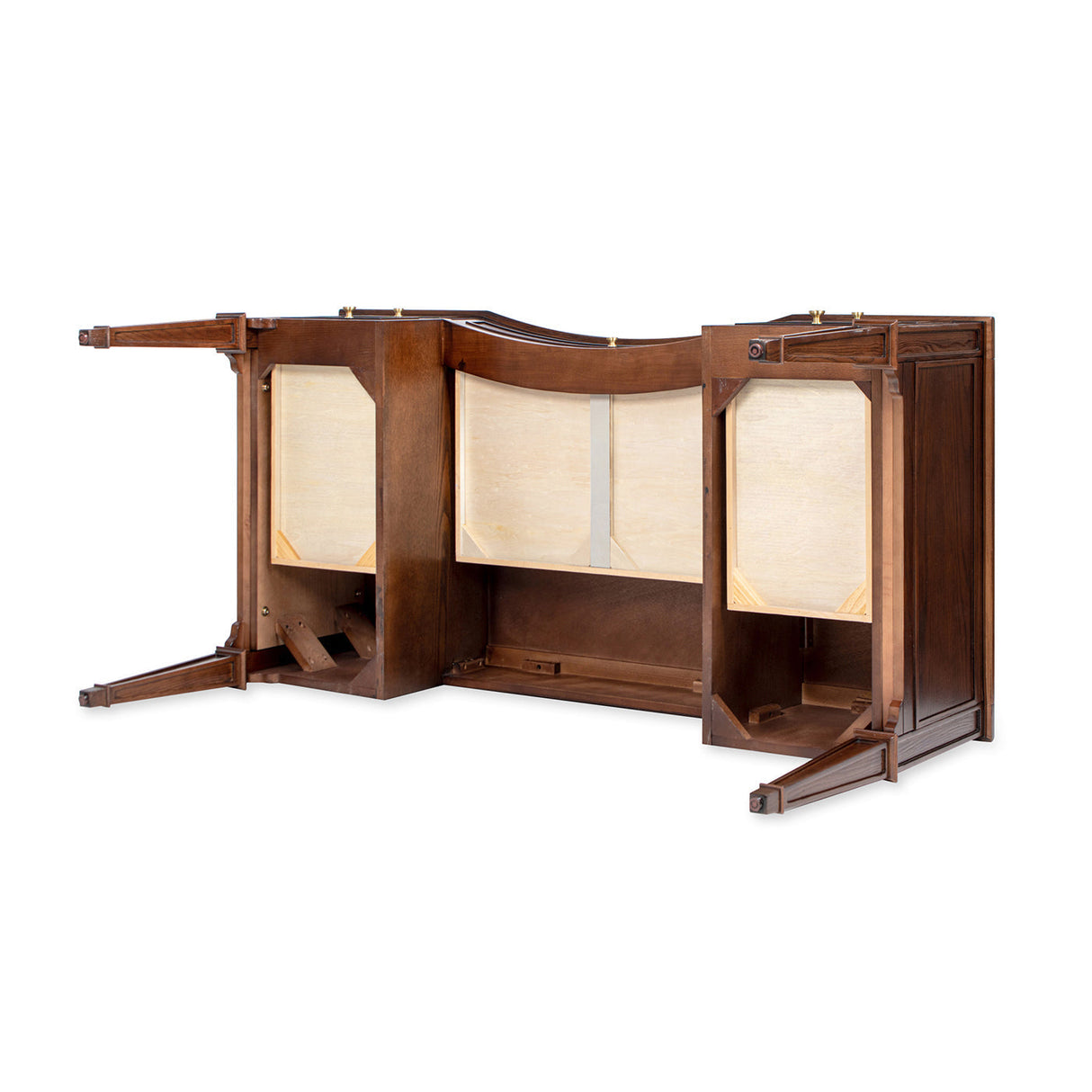 Dauphin Gold Accent 5-Drawer Wood Executive Desk Dark Walnut Ash Wood & Veneer