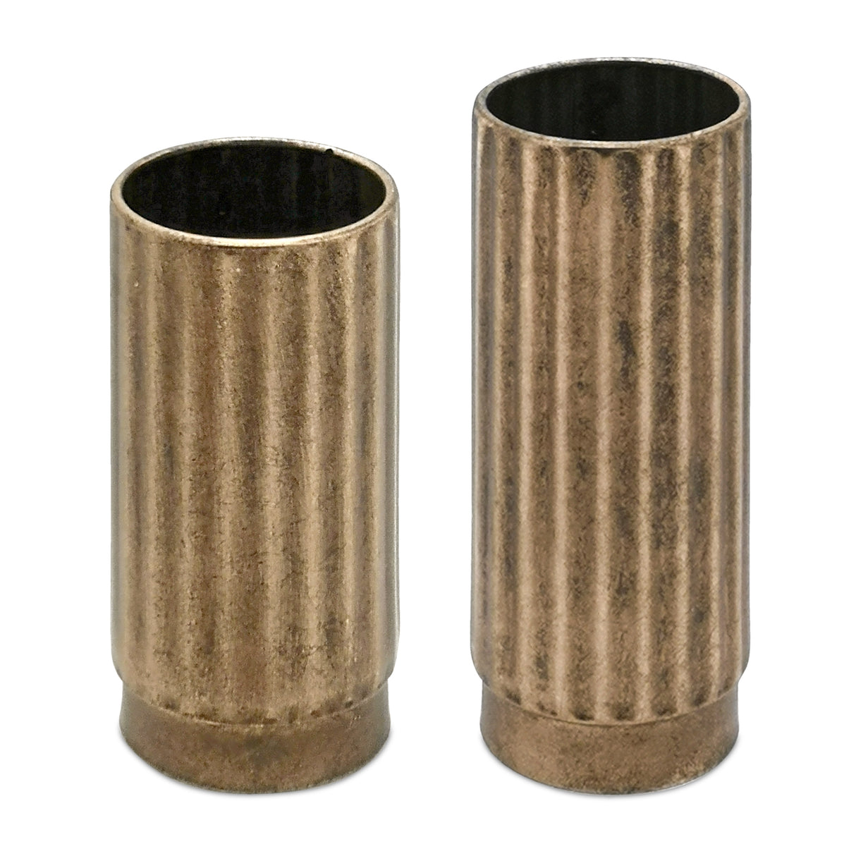 Ribbed-copper-metal-cylinder-vase-(set-of-2)-Vases
