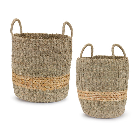 Seagrass-basket-with-handles-(set-of-2)-Decorative-Baskets-&-Storage