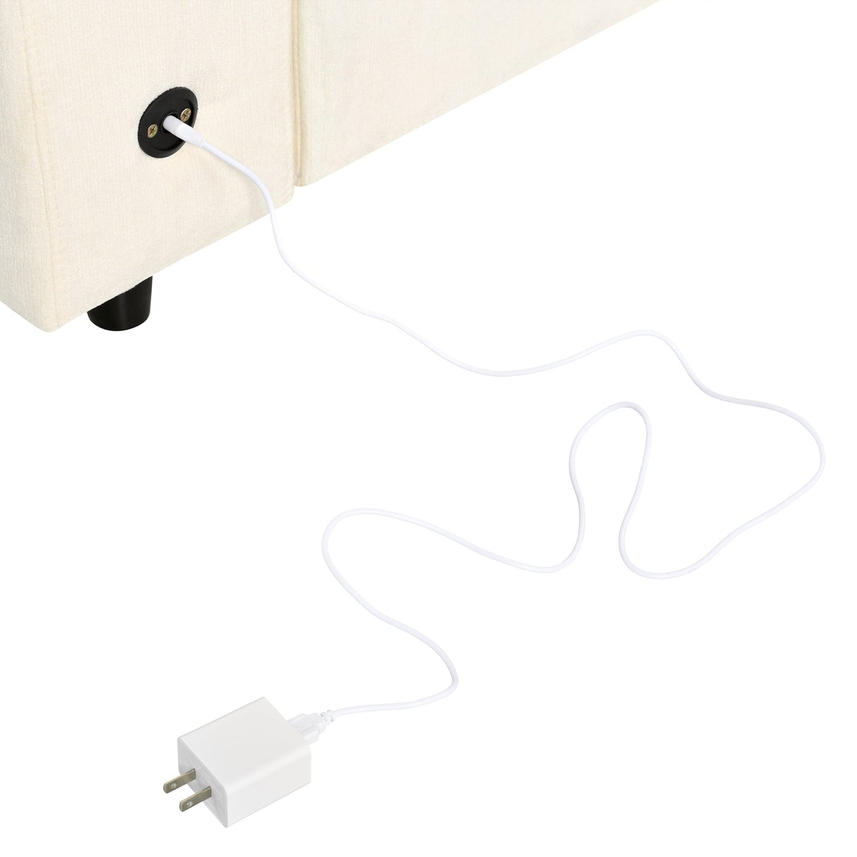 U-style Upholstered Modular Sofa With Storage Space and USB Charge Ports