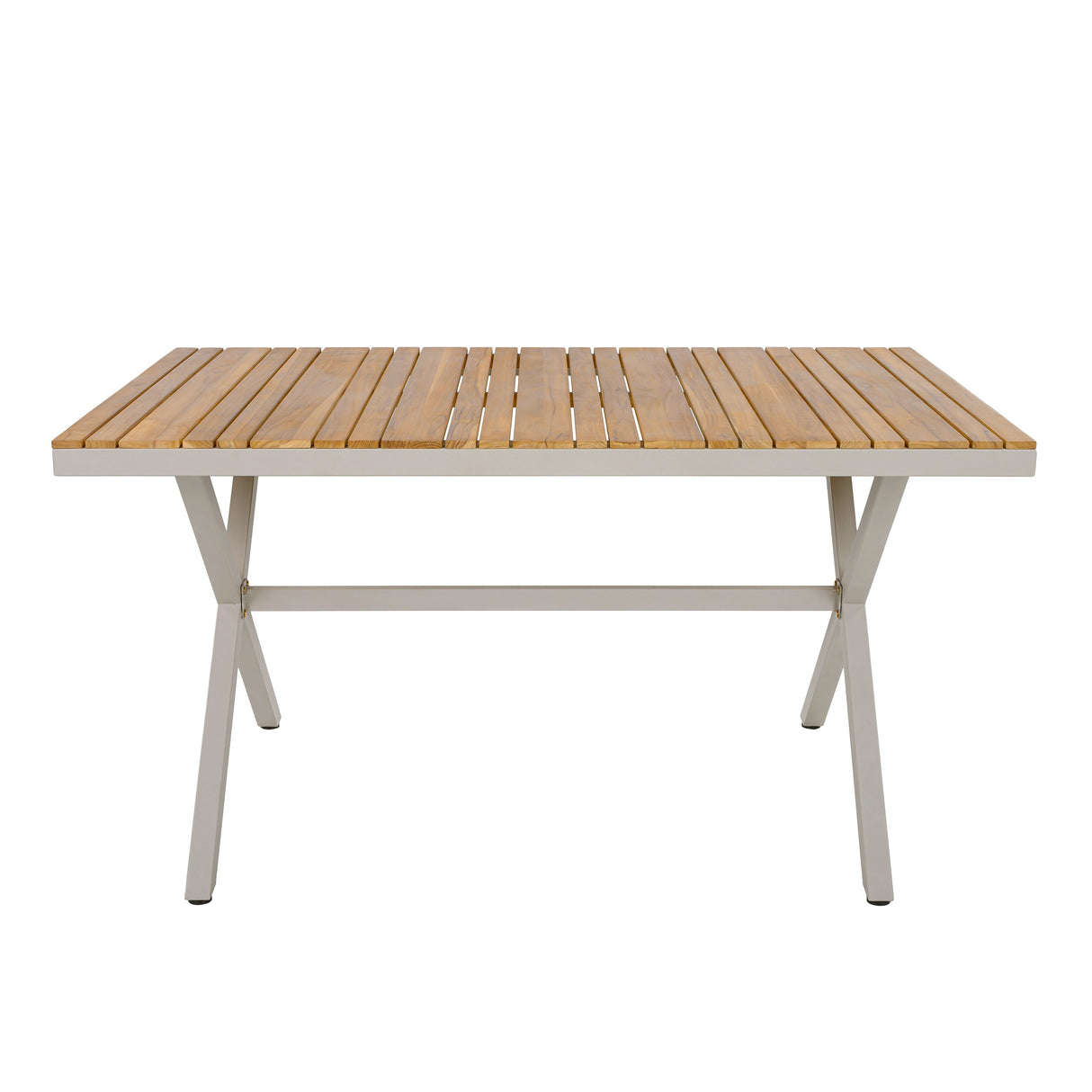 Outdoor 7-Piece Dining Set - Rectangular Teak Wood Table + 6 Wicker Chairs