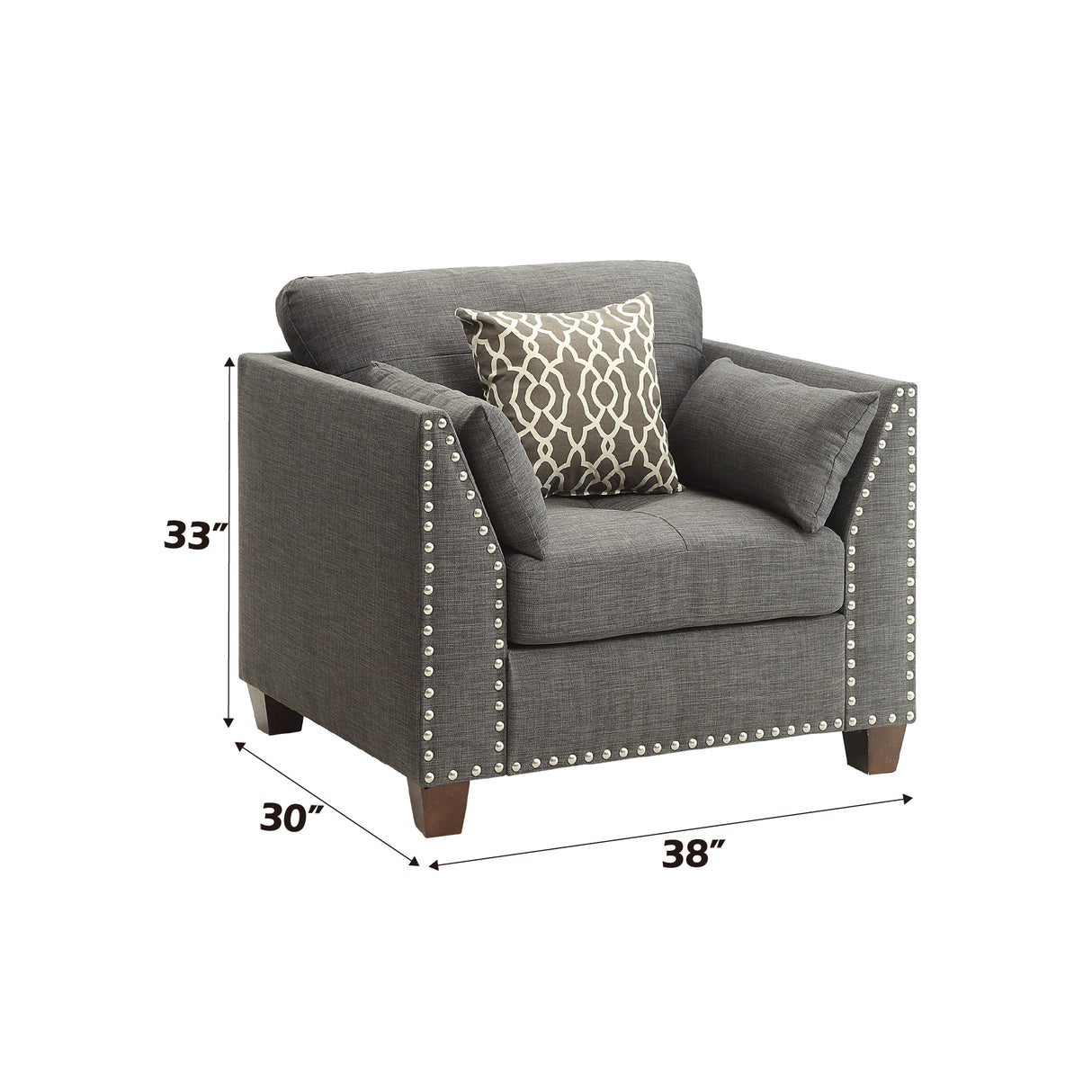 Laurissa Light Charcoal Linen Chair W/3 Pillows