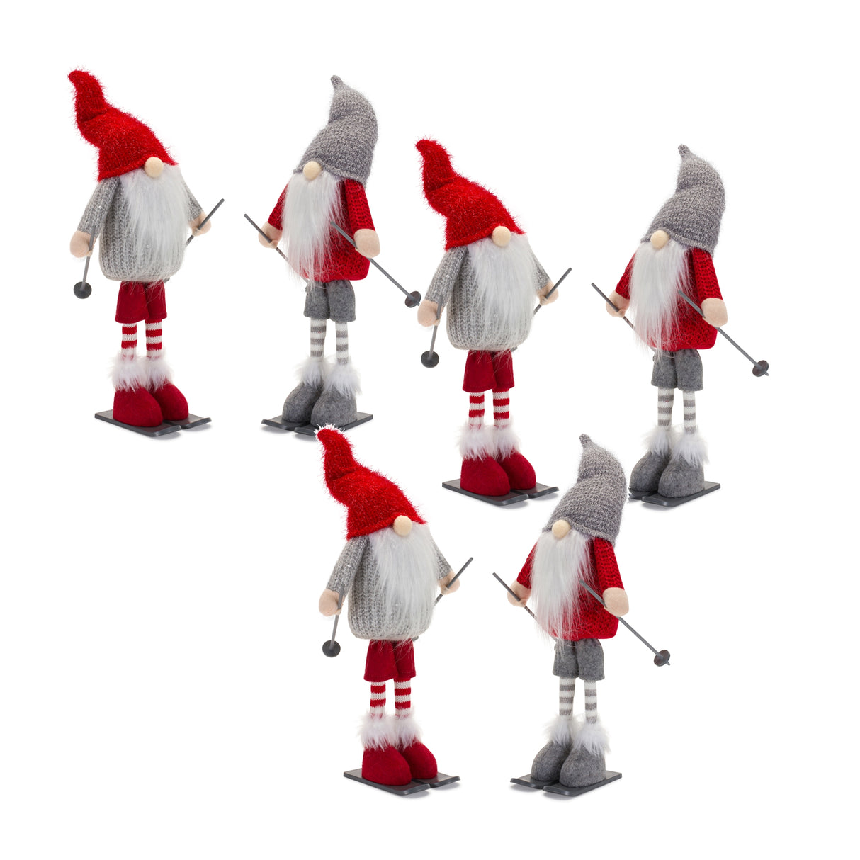 Plush-Standing-Gnome-Skier-(Set-of-6)-Christmas-Decor
