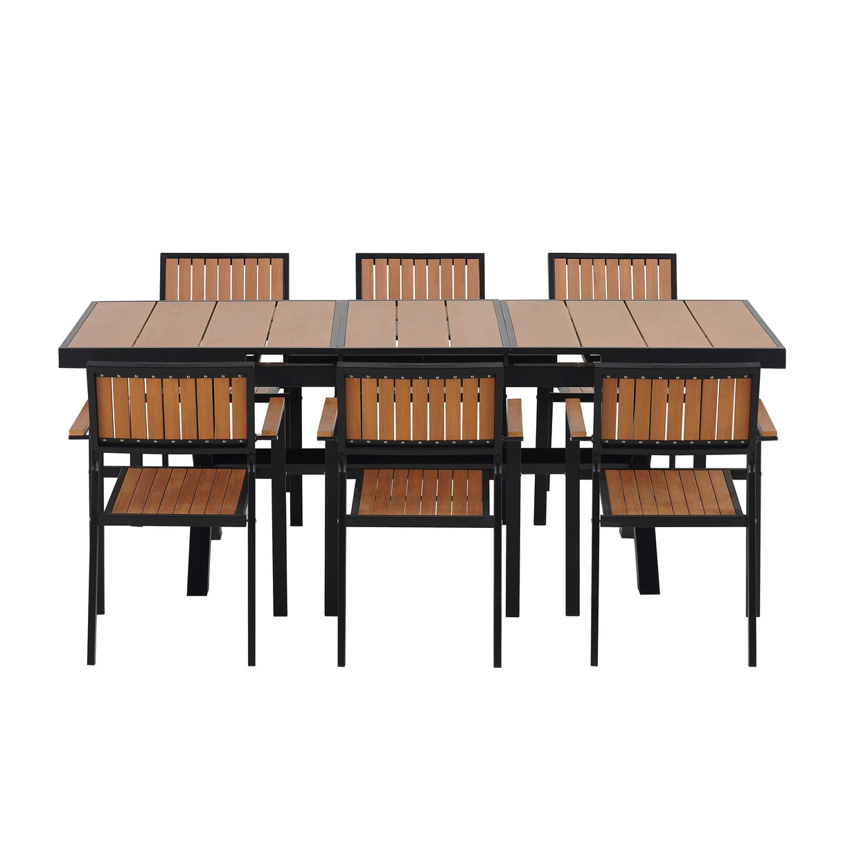 Outdoor Dining Set With Extendable Table And Six Chairs