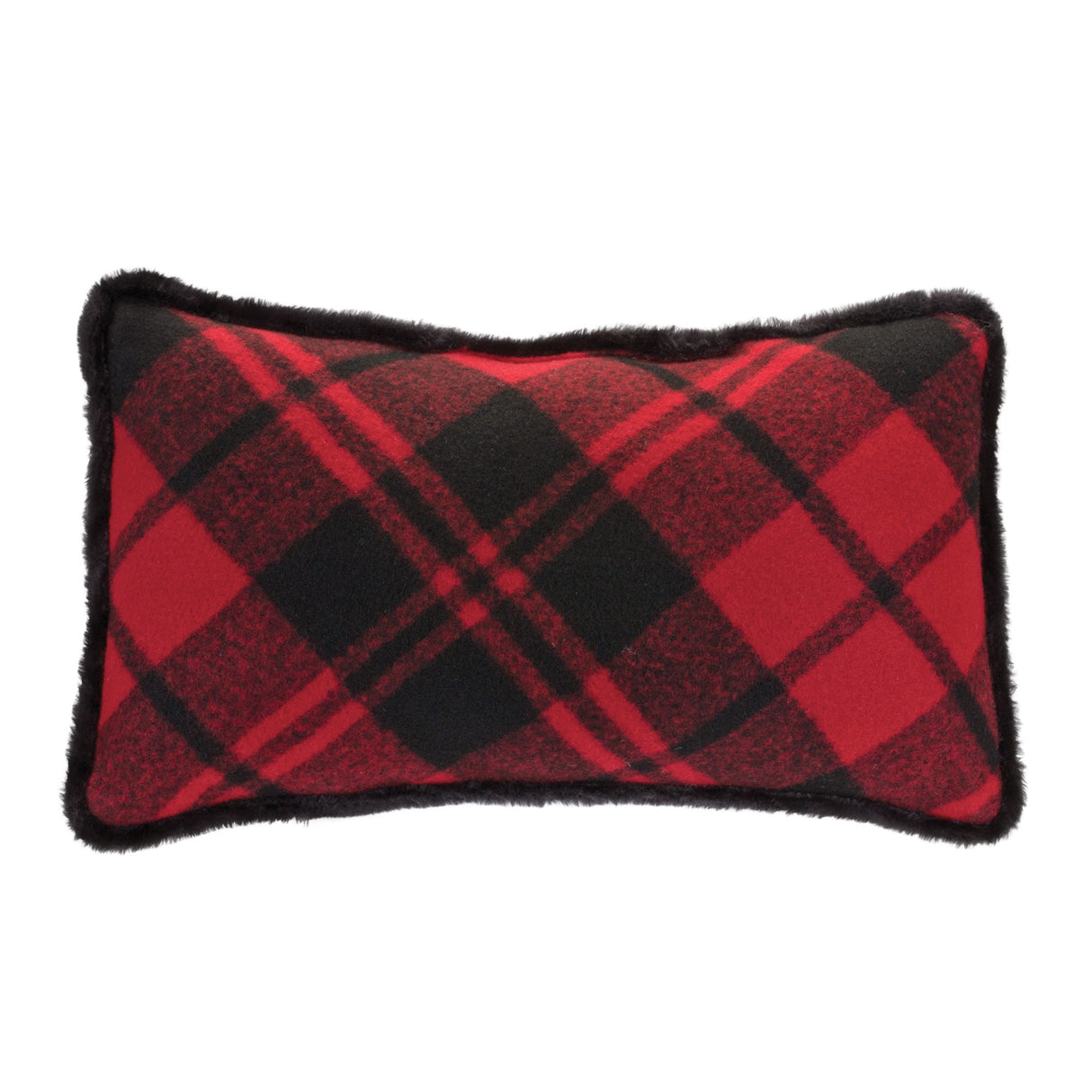 Black and Red Plaid Throw Pillow with Fringe (Set of 2)