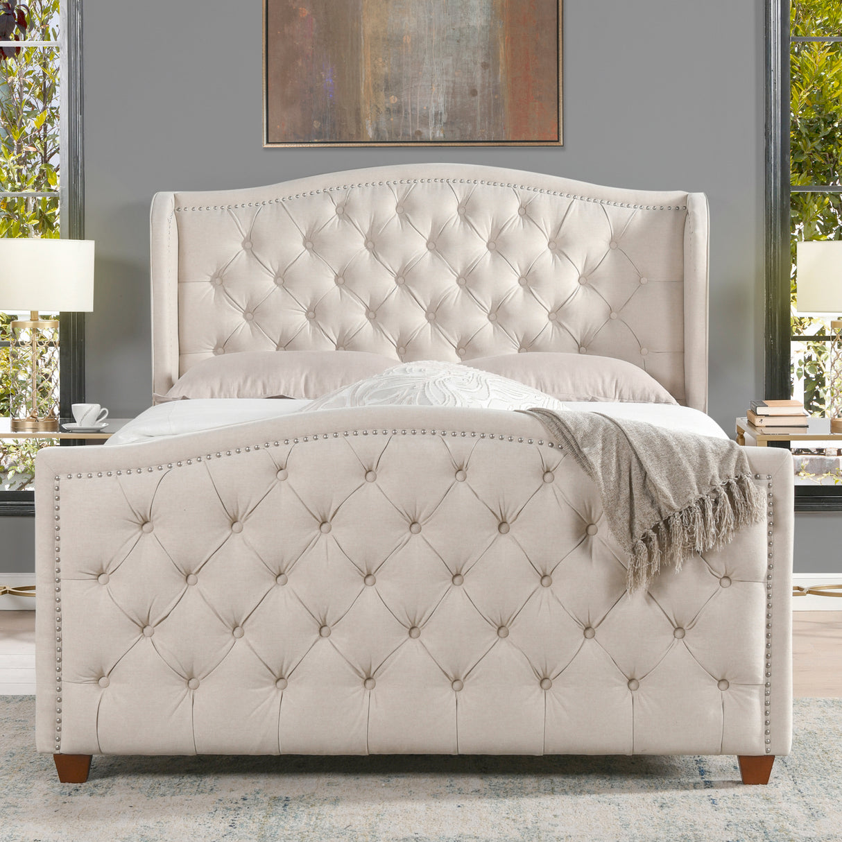 Marcella-Upholstered-Shelter-Headboard-Bed-Set,-Queen,-Sky-Neutral-Beige-Polyester-Beds-&-Headboards