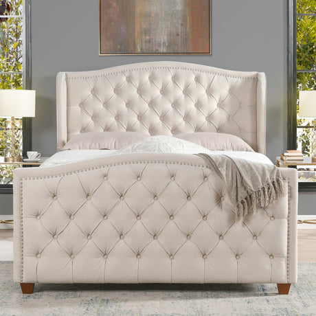 Marcella-Upholstered-Shelter-Headboard-Bed-Set,-Queen,-Sky-Neutral-Beige-Polyester-Beds-&-Headboards