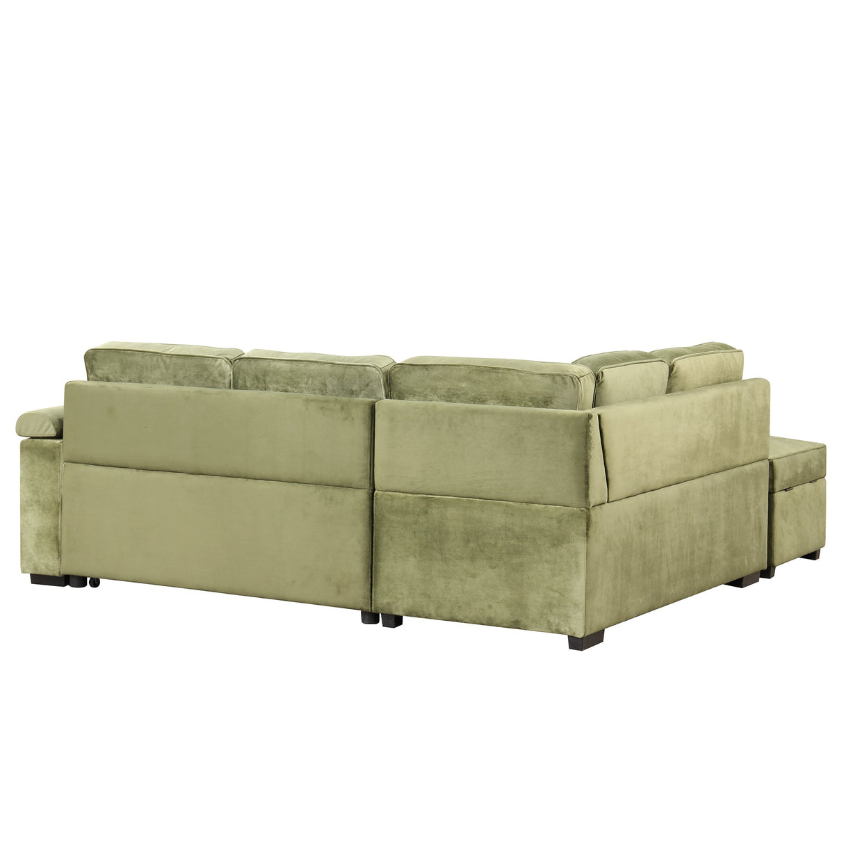 Virginia Green Velvet Convertible Sleeper Sofa with Hidden Storage Ottoman