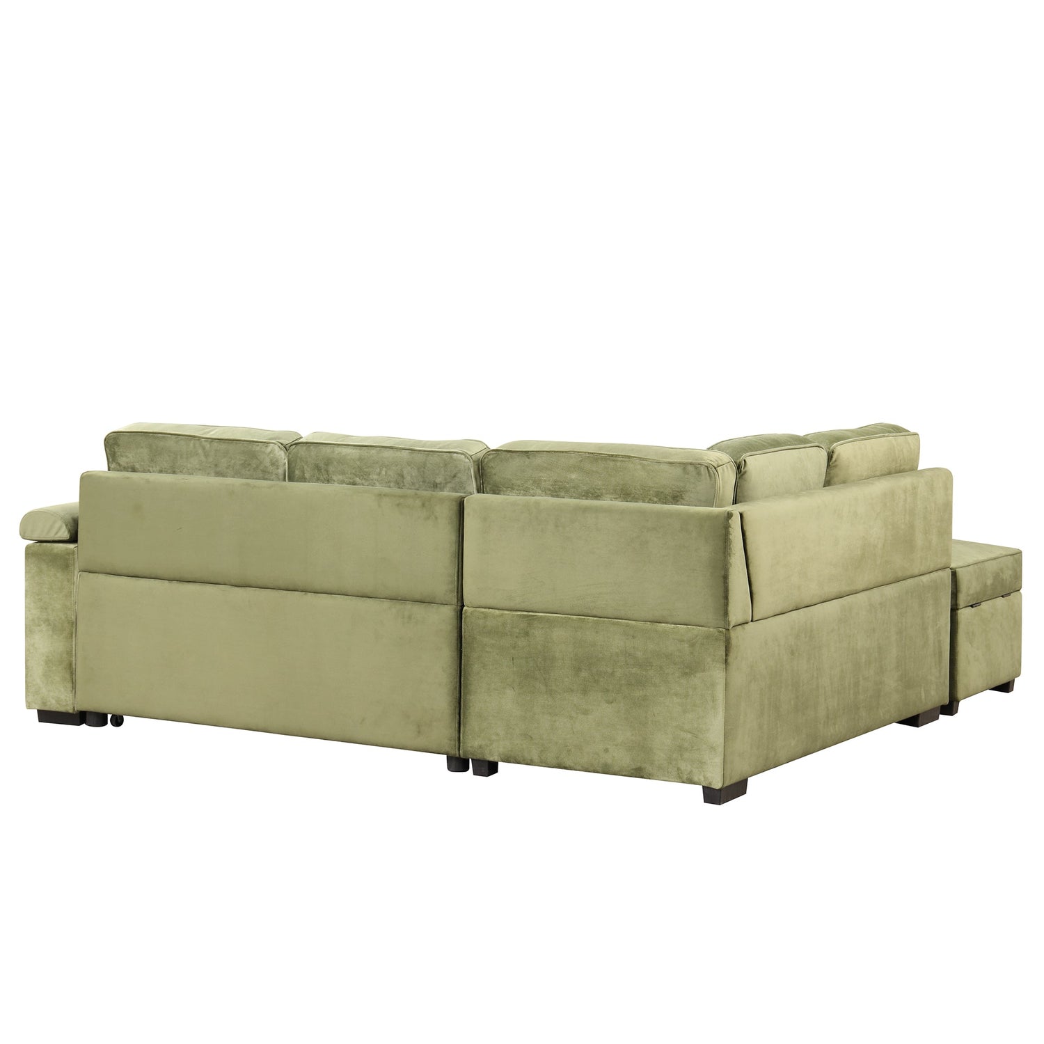 Virginia Green Velvet Convertible Sleeper Sofa with Hidden Storage Ottoman