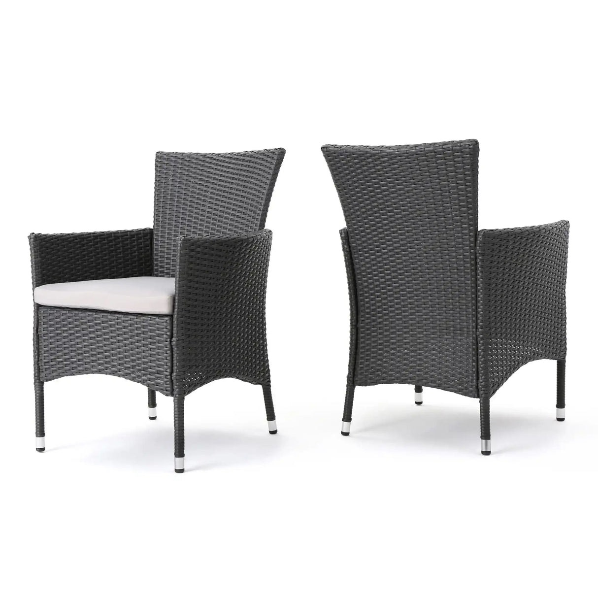 Dimensional Outdoor Dining Chair With Cushion Seat And Iron Frame (Set of 2)