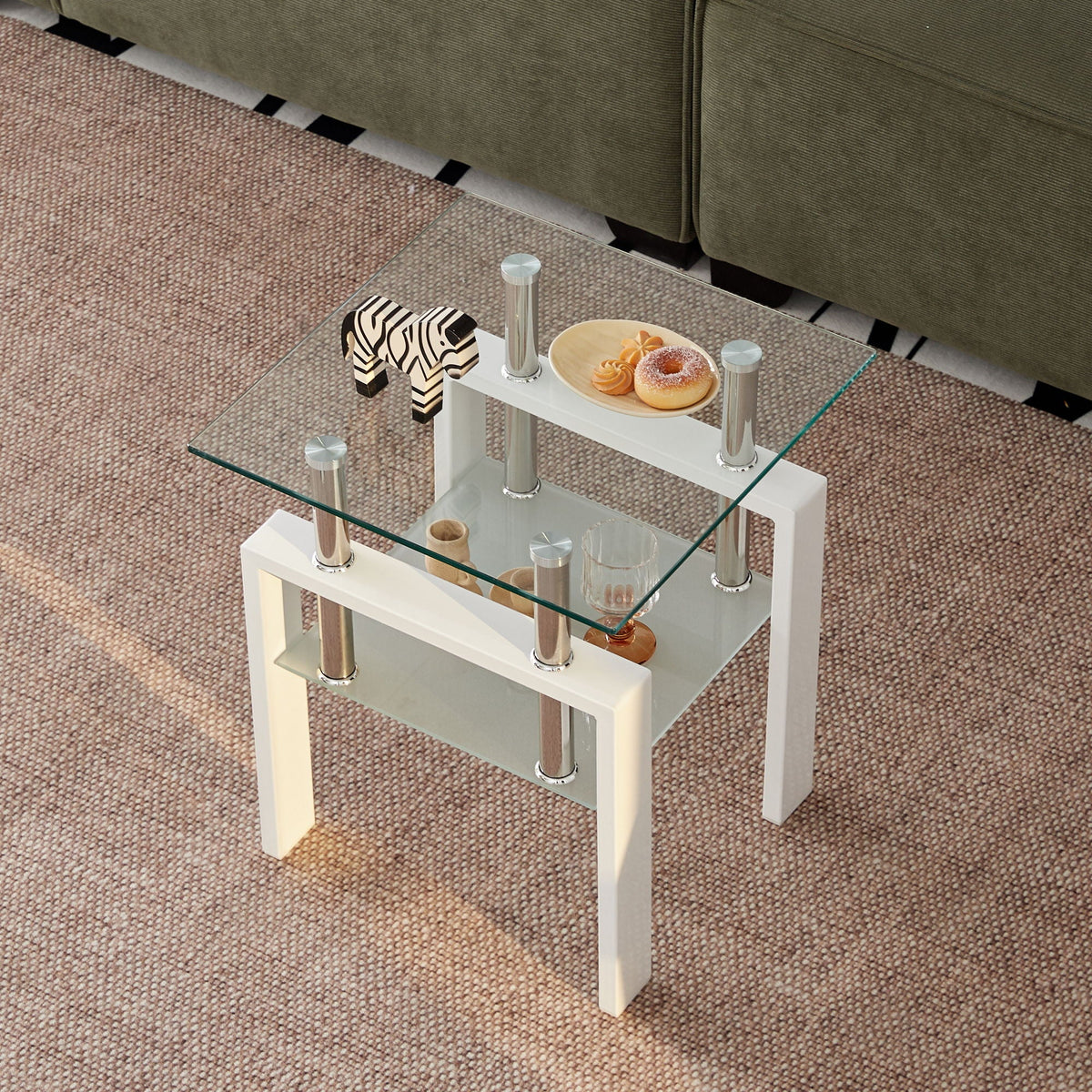 Tempered Glass Table With Storage