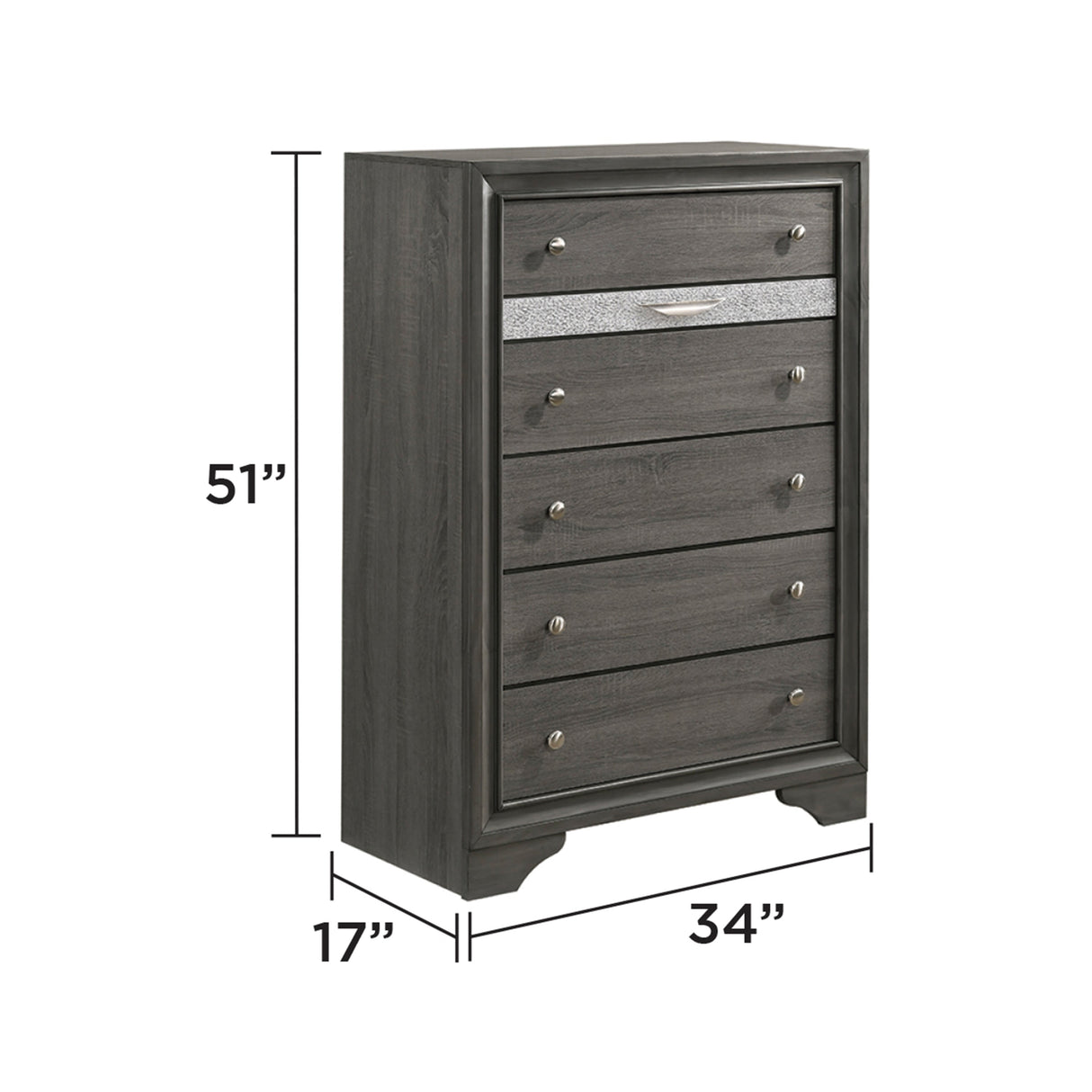 Traditional Queen 5 PC Storage Bedroom Set in Gray Wood