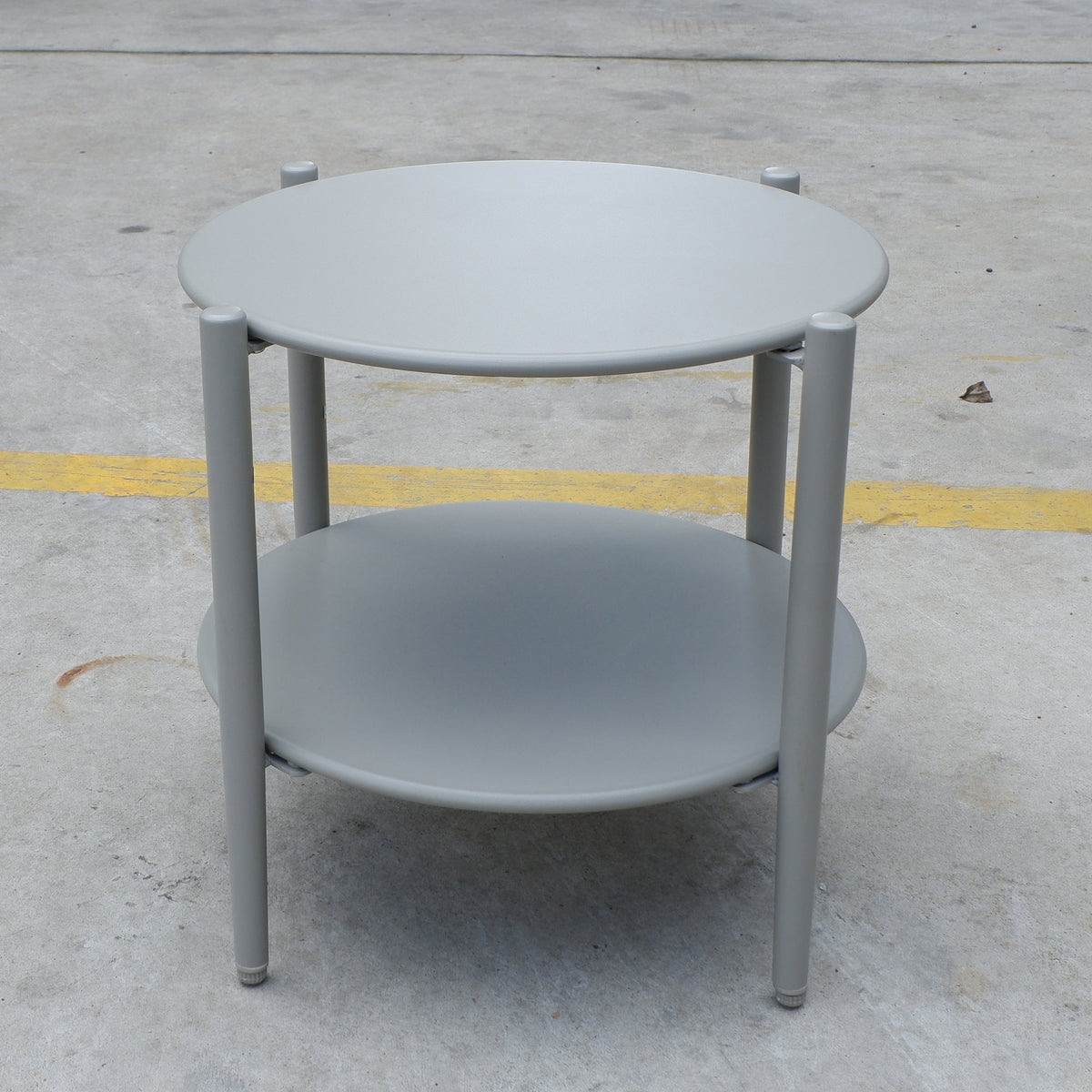 Metal Round Side Table - 2-Tier Outdoor End Table