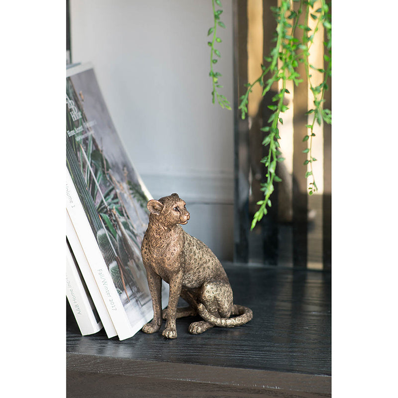 Copper Panther Animal Statue Decor