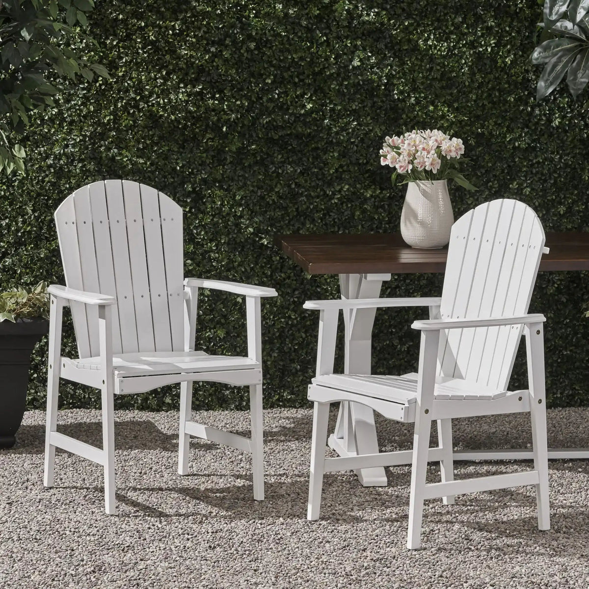 Outdoor Weather Resistant Acacia Wood Adirondack Dining Chairs (Set of 2)