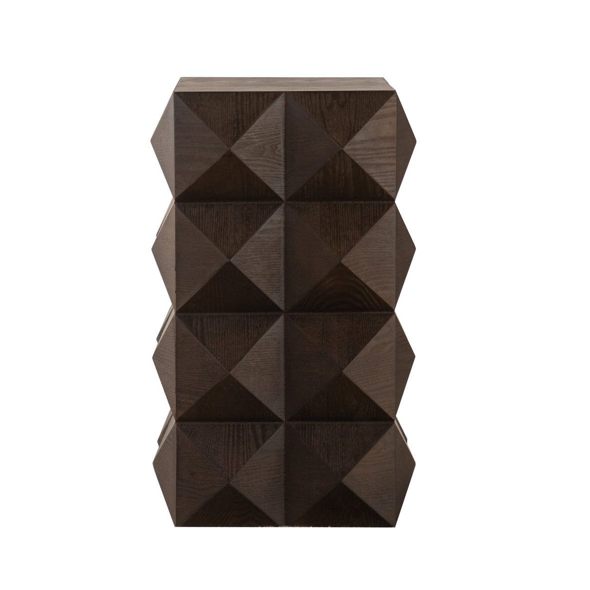 Retro Wooden Side Table with 3D Embossed Design