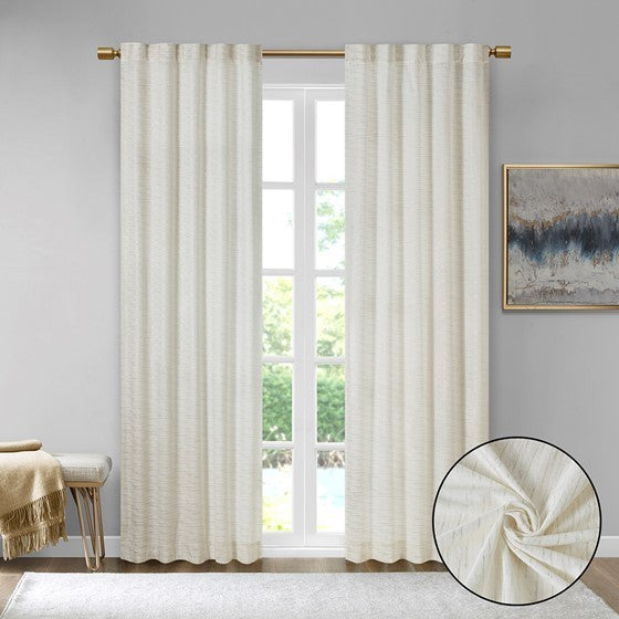 Room darkening metallic printed poly velvet rod pocket/back tab window panel pair white/gold 37x84"