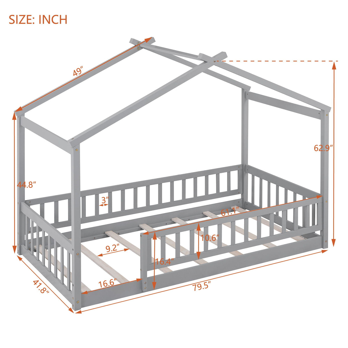 Bed House Bed Frame With Fence