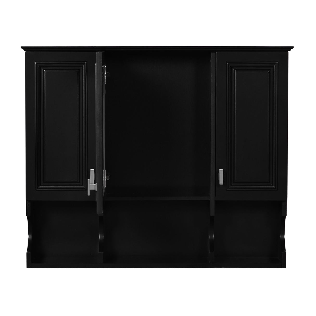 Wall Mounted Bathroom Medicine Wall Cabinet With Mirror & Open Shelves