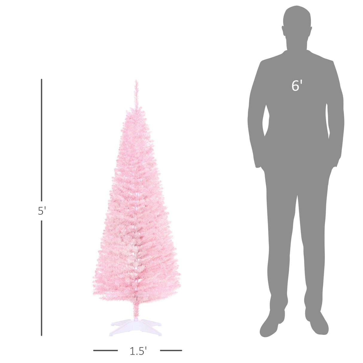 Artificial Pencil Christmas Tree Slim Design with Easy Setup