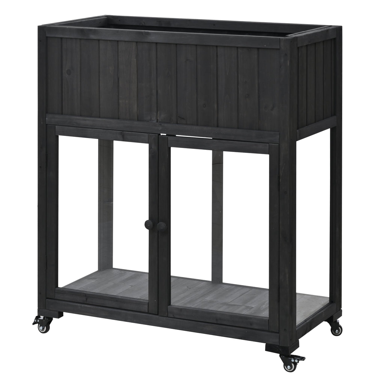 TOPMAX Patio Mini Wood Cold Frame Greenhouse with Wheels