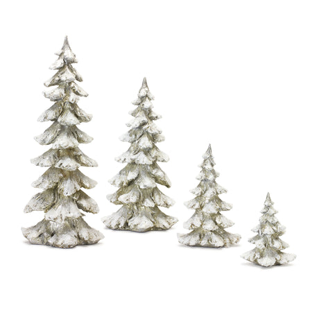 Frosted-Pine-Tree-Decor-with-Silver-Finish-(Set-of-4)-Christmas-Decor
