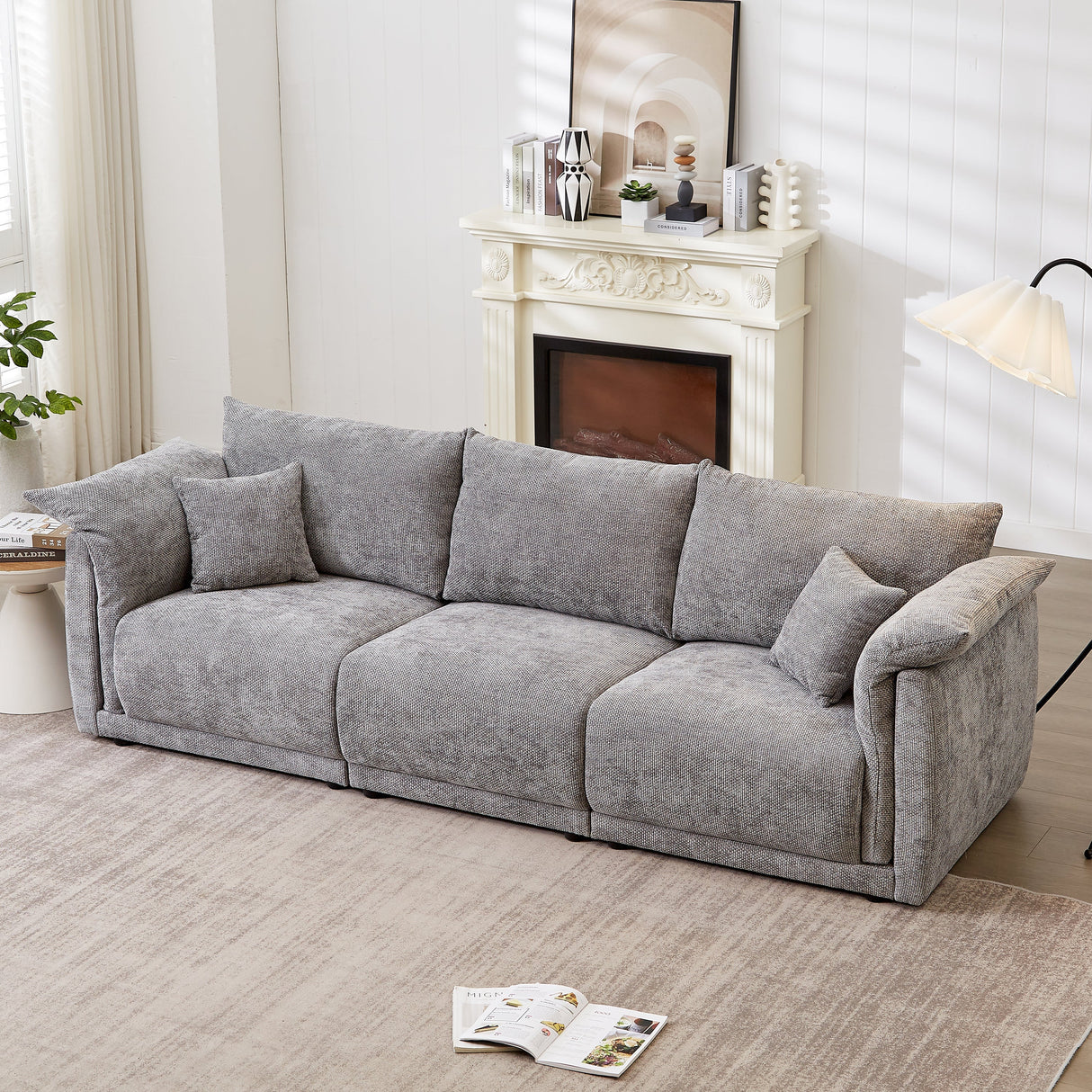 98.5' 3-Seater Sofa in Contemporary Grey